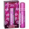 Ароматное творение Al Haramain Romance - это сладкая, цветочно-амбровая композиция, тонко подчеркивающая удивительную романтичность женской натуры. В начальных нотах насыщенные цветочные аккорды переплетаются со страстными ванильными нюансами. Постепенно проявляющиеся нотки сердца наполняют изысканное звучание парфюма потрясающей глубиной. Базовые ноты, образованные мускусно-амбровыми оттенками, завершают формирование терпковато-сладкого, чувственного ореола. Аромат Al Haramain Romance станет великолепным дополнением вечернего наряда. В холодное время года его можно применять как повседневный аромат, наслаждаясь мягкостью звучания и обволакивающим теплом парфюма. Благодаря форме и удобной упаковке, флакон легко поместится в изящную сумочку или клатч. Начальные ноты – аккорды цветов. Нота сердца - сладострастная ваниль. Шлейф соткан из чувственных интонаций мускуса и амбры.